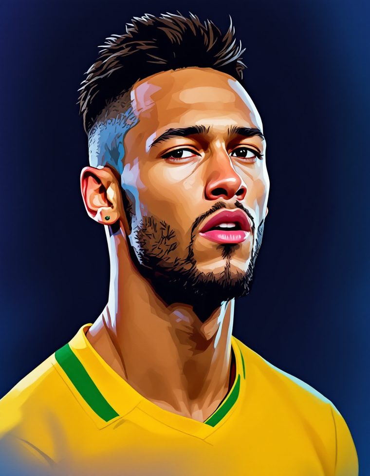 Illustrated portrait of Neymar